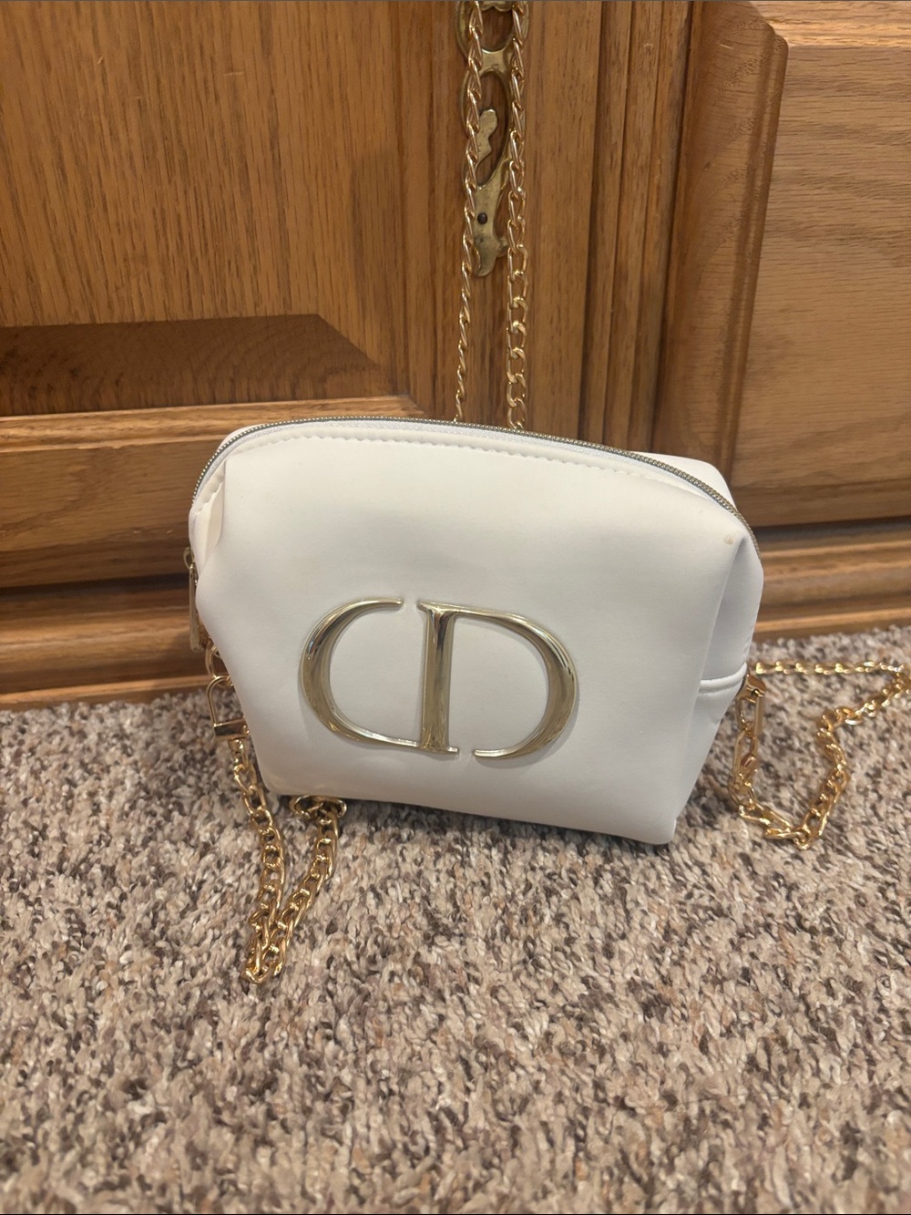 Christian Dior Makeup Bag / Crossbody Bag with Gold CD Logo